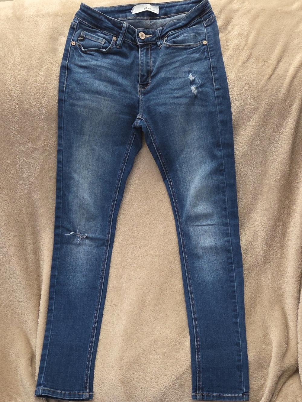 KanCan Dark Blue Skinny Jeans with Subtle Distressing